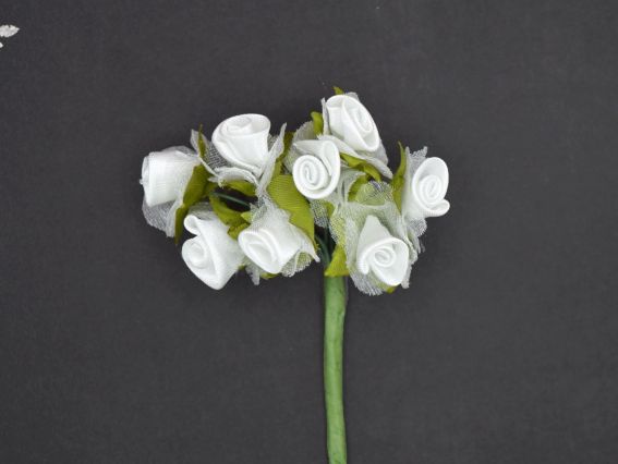 Трояндочки атласні Білі із фатіном, 8шт 