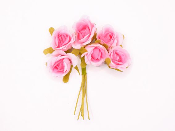 Набор тканевых роз, Двухцветные Розовые 6 шт/уп 