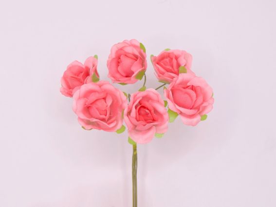 Набор тканевых роз, Двухцветные Пудрово-персиковые розовые 6 шт/уп 