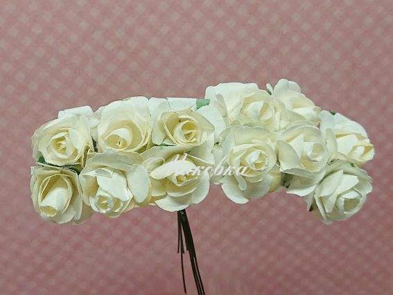 Набір троянд 15 мм, Кремові, 12 шт Набір троянд 15 мм, Кремові, 12 шт