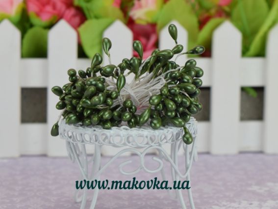 Тычинки декоративные Крупный шарик-капля , зеленые, 1 пучок Тычинки декоративные Крупный шарик-капля , зеленые, 1 пучок