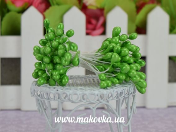 Тычинки декоративные Крупный шарик-капля , ярко-зеленые, 1 пучок Тычинки декоративные Крупный шарик-капля , ярко-зеленые, 1 пучок