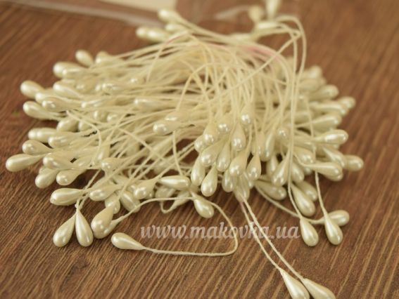 Тычинки декоративные Крупный шарик-капля , молочные, 1 пучок Тычинки декоративные Крупный шарик-капля , молочные, 1 пучок