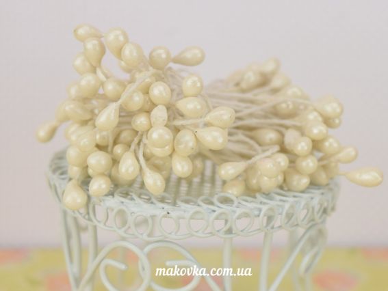 Тычинки декоративные Крупный шарик, молочные, 1 пучок Тычинки декоративные Крупный шарик, молочные, 1 пучок