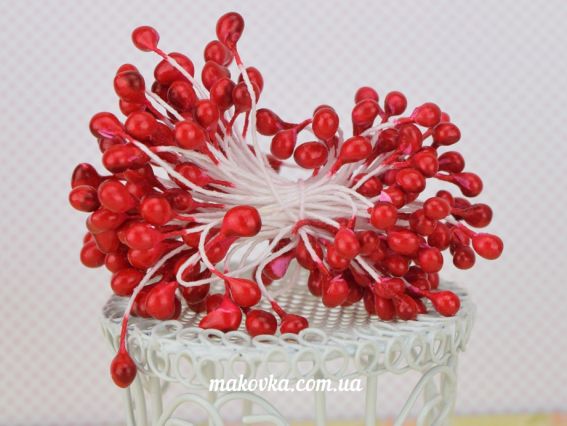 Тычинки декоративные Крупный шарик, красные, 1 пучок Тычинки декоративные Крупный шарик, красные, 1 пучок