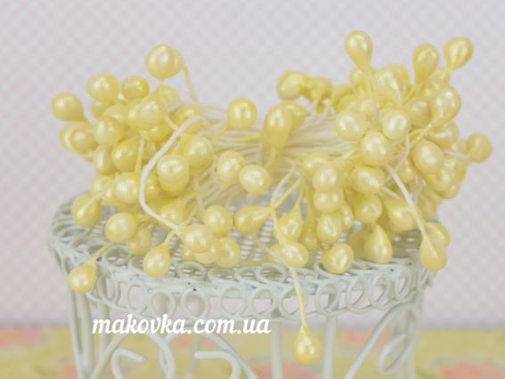 Тычинки декоративные Крупный шарик, ванильный желтый, 1 пучок Тычинки декоративные Крупный шарик, ванильный желтый, 1 пучок