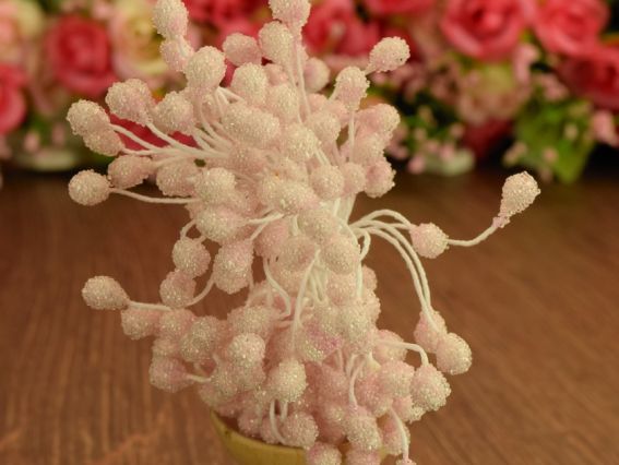 Тычинки декоративные В САХАРЕ 1 пучок, бледно-розовые Тычинки декоративные В САХАРЕ 1 пучок, бледно-розовые