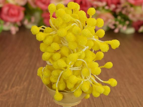 Тычинки декоративные В САХАРЕ 1 пучок, ярко-желтые Тычинки декоративные В САХАРЕ 1 пучок, ярко-желтые