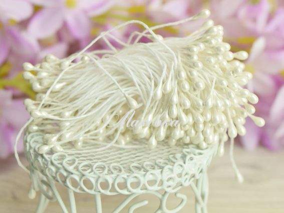 Тичинки декоративні крапля-кулька, БІЛІ , 1 пучок Тичинки декоративні крапля-кулька, БІЛІ , 1 пучок