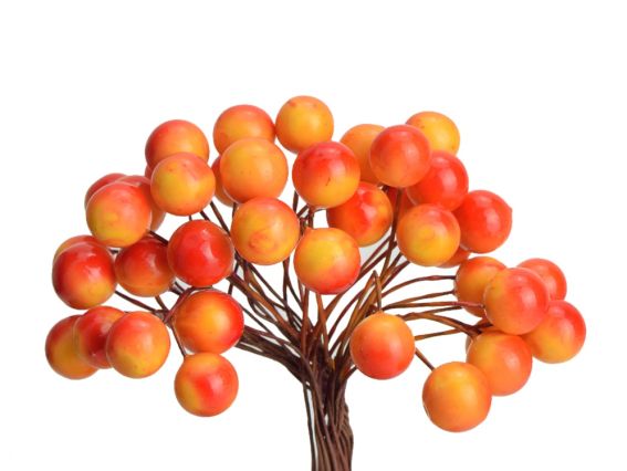 Ягоди калина FL201-17 ЧЕРВОНО-ЖОВТА, круглі, 10 мм, 40 шт.