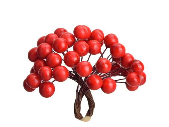 Ягоды калина FL201-01 Красные , круглые, 10 мм, 40 шт