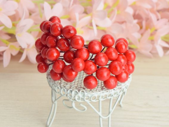 Ягоды калина Красные , 40шт/уп, FL201-01 , 8-10мм круглые