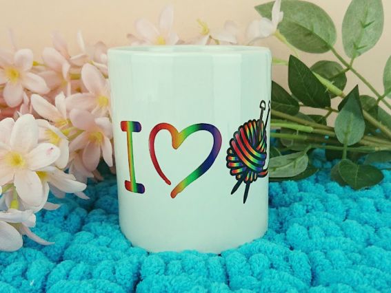 Сувенір чашка Я люблю в'язати, біла