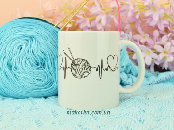 Сувенір В'язання - життя чашка (чорне на білому)