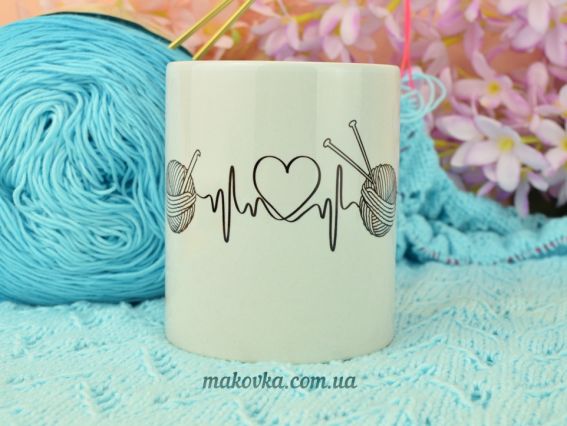 Сувенір В'язання - життя чашка (чорне на білому)