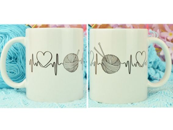 Сувенір В'язання - життя чашка (чорне на білому)