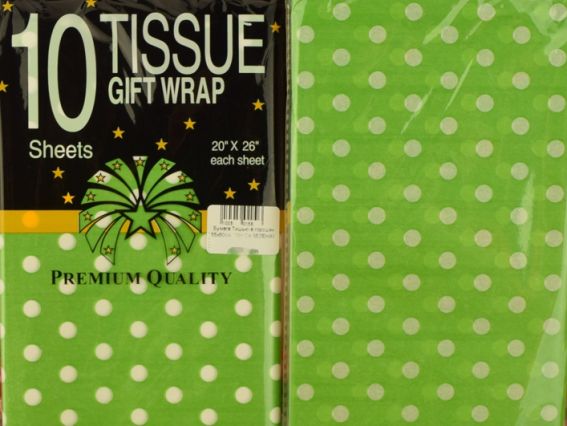 Бумага Тишью в горошек 55х60см, набор 10л, цвет Светло ЗЕЛЕНАЯ Бумага Тишью в горошек 55х60см, набор 10л, цвет Светло ЗЕЛЕНАЯ