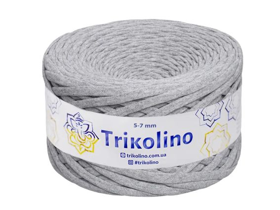 Пряжа Тріколіно трикотажна 5-7 мм 100 м  Trikolino  701703 Сірий меланж