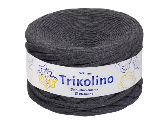 Пряжа Тріколіно трикотажна 5-7 мм 100 м  Trikolino  705211 Антрацит меланж