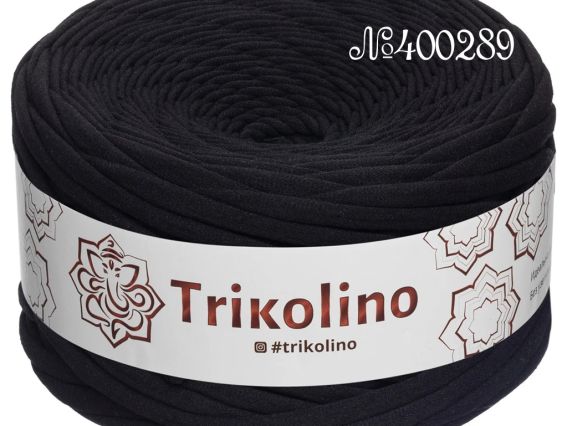 Пряжа Тріколіно трикотажна 7-9 мм 100 м Trikolino 400289 Чорний