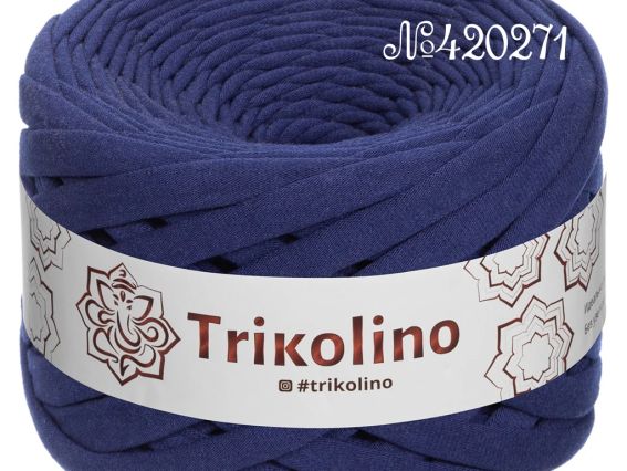 Пряжа Тріколіно трикотажна 7-9 мм 100 м Trikolino 420271 Індиго