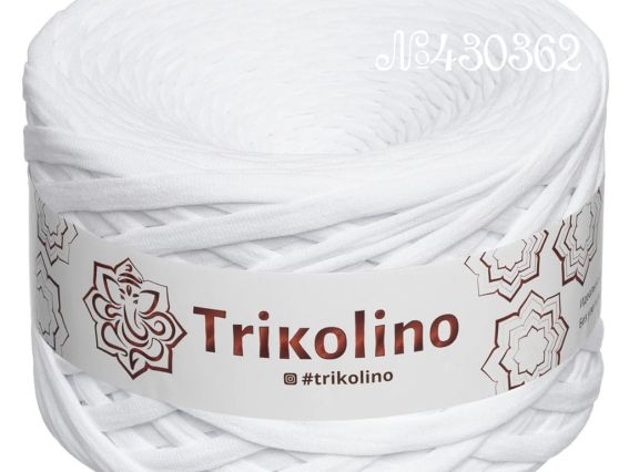Пряжа Тріколіно трикотажна 7-9 мм 100 м Trikolino 430362 Білий