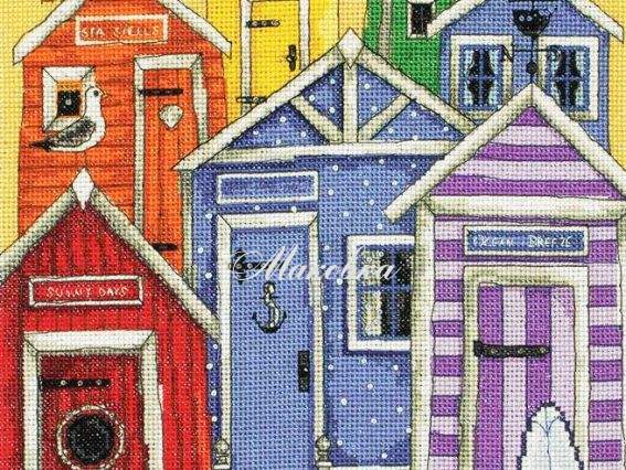 PCE766 Радужные пляжные домики (Rainbow Beach Huts) ANCHOR набор для вышивания PCE766 Радужные пляжные домики (Rainbow Beach Huts) ANCHOR набор для вышивания