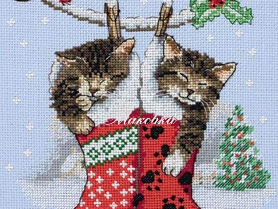 PCE0504 Рождественские котята (Christmas Kittens)  ANCHOR набор для вышивания PCE0504 Рождественские котята (Christmas Kittens)  ANCHOR набор для вышивания