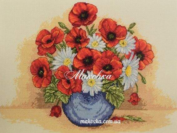 PCE879 Маки в вазе (Poppy Spray) ANCHOR набор для вышивания PCE879 Маки в вазе (Poppy Spray) ANCHOR набор для вышивания