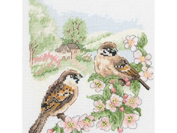PCE0500 Весняні горобці (Spring Sparrow) ANCHOR вишивка нитками