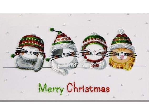 Вишивка бісером AB-802 Святкові котики, Абрис Арт
