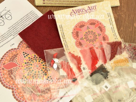 Набор для вишивання Прикраса AD-020 Мак, бісер. Абріс Арт