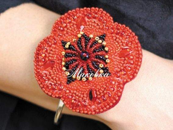 Брошь AD-020 Мак, Абрис Арт Набор для вышивания бисером  Брошь AD-020 Мак, Абрис Арт Набор для вышивания бисером 