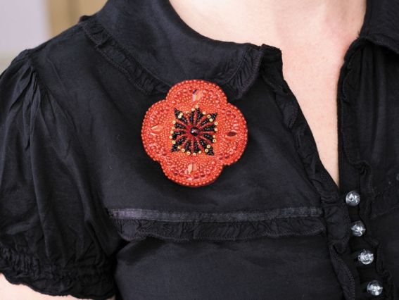 Набор для вишивання Прикраса AD-020 Мак, бісер. Абріс Арт