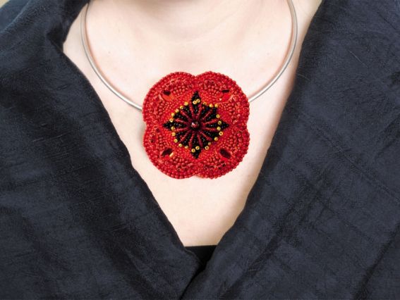 Набор для вишивання Прикраса AD-020 Мак, бісер. Абріс Арт