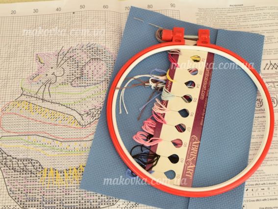 АНМ-008, Кошеня, набір з пяльцями для вишивання хрестом, Абріс Арт