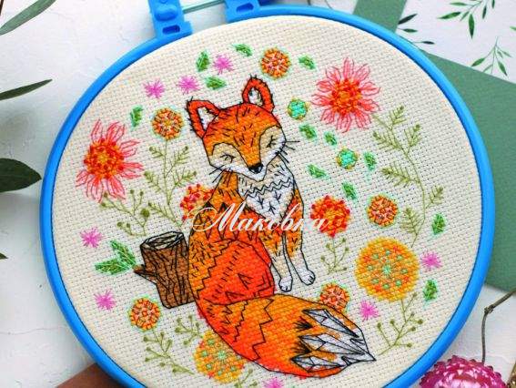 AHM-009 Лисичка, Абрис Арт набор с пяльцами для вышивания нитками AHM-009 Лисичка, Абрис Арт набор с пяльцами для вышивания нитками