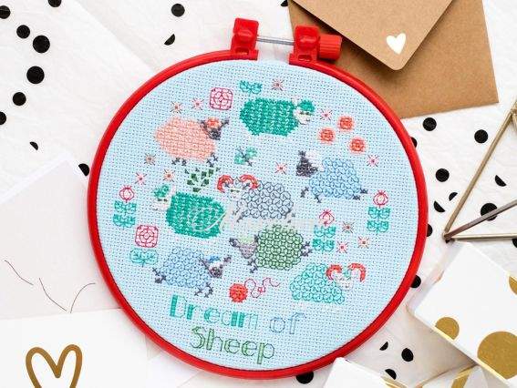 AHM-018 Барашки перед сном, Абрис Арт набор с пяльцами для вышивания нитками