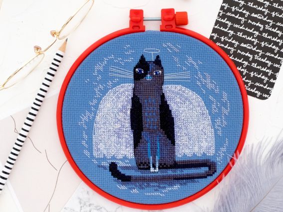 AHM-019 Котэ , Абрис Арт набор с пяльцами для вышивания нитками AHM-019 Котэ , Абрис Арт набор с пяльцами для вышивания нитками