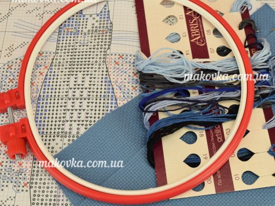 AHM-019 Коте, набір з пяльцями для вишивання хрестом, Абріс Арт