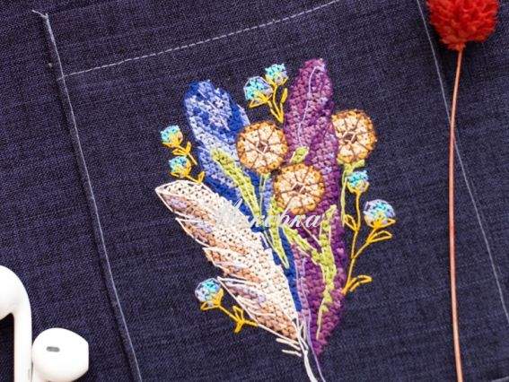 AHO-002 Перышки и одуванчики, Абрис Арт Набор для вышивания крестом на одежде  AHO-002 Перышки и одуванчики, Абрис Арт Набор для вышивания крестом на одежде 