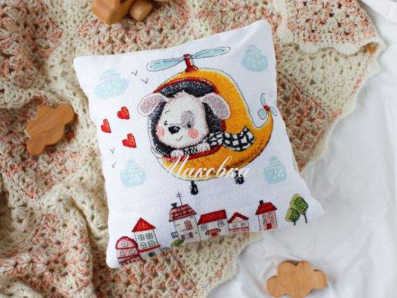 AHP-010 набір-подушка Захоплююча подорож (цуценя), Абріс Арт вишивання нитками AHP-010 набір-подушка Захоплююча подорож (цуценя), Абріс Арт вишивання нитками