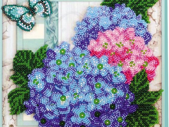 Набор для вышивания бисером миди AMB-004 Нежные гортензии, Абрис Арт