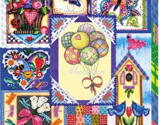 Вишивка фоторамки бісером AP-001 Літній петчворк, Абрис Арт