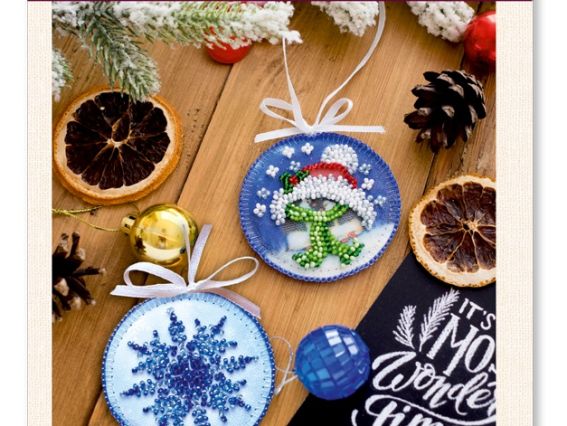 ABT-005 Теплі обійми (пінгвини) Абріс Арт набір для вишивання бісером Новорічна іграшка 