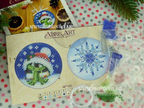 ABT-005 Теплі обійми (пінгвини) Абріс Арт набір для вишивання бісером Новорічна іграшка 