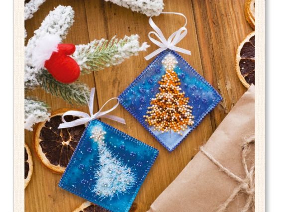 ABT-006 У лісі народилася ялинка Абріс Арт набір для вишивання бісером Новорічна іграшка 