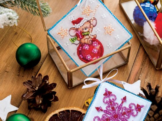 Новогодняя игрушка бісером ABT-007 Мышка-шалунишка Абрис Арт Новогодняя игрушка бісером ABT-007 Мышка-шалунишка Абрис Арт