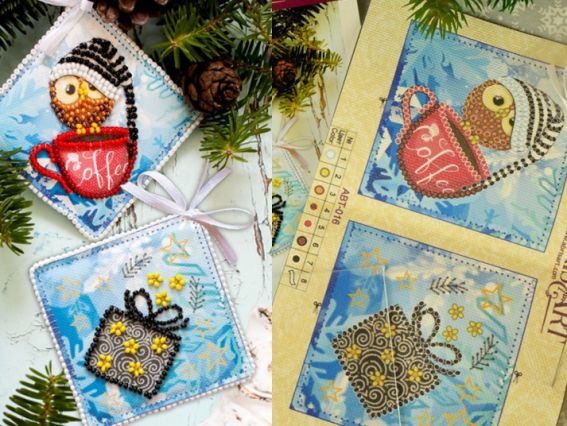 Новогодняя игрушка бісером ABT-016 Зимняя совушка Абрис Арт Новогодняя игрушка бісером ABT-016 Зимняя совушка Абрис Арт