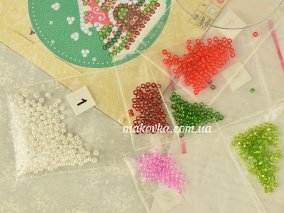 ABT-020 Новорічний будиночок Абріс Арт набір для вишивання бісером Новорічна іграшка 